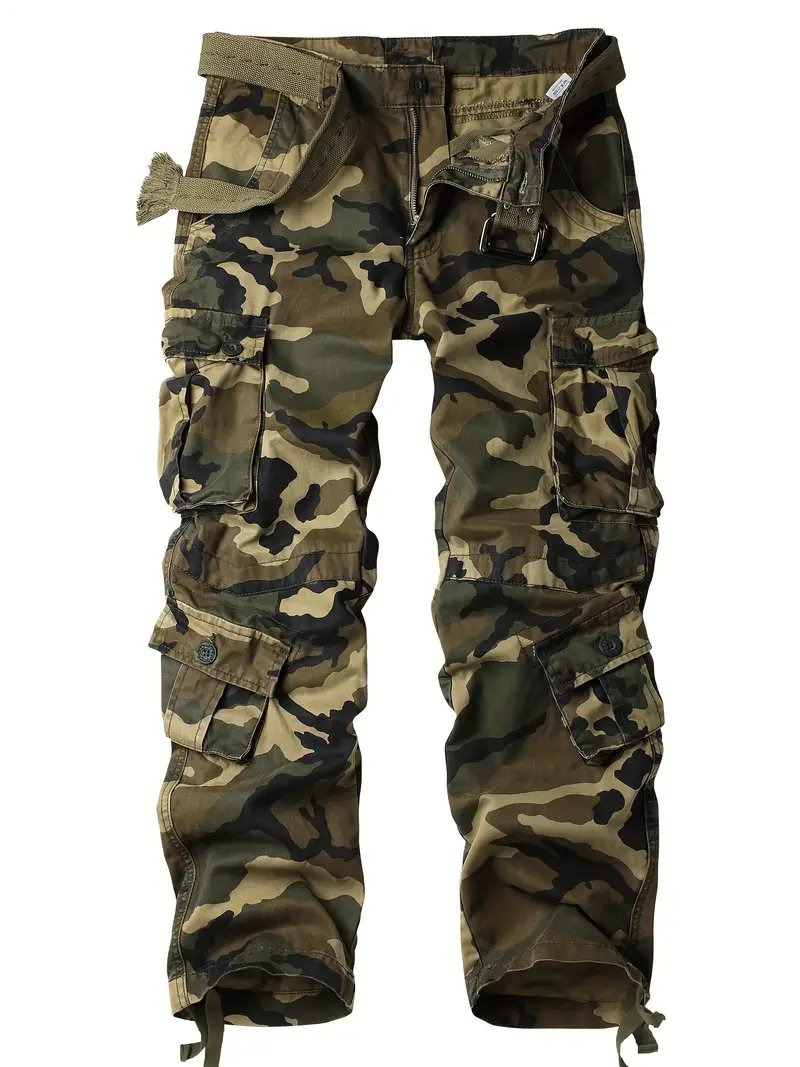 Men's Camouflage Cargo Pants | AKARMY Military-Style | Cotton Blend | Multi-Pocket Design with Built-In Zipper | Non-Stretch Fabric | Machine Washable | All-Season Outdoor & Casual Wear