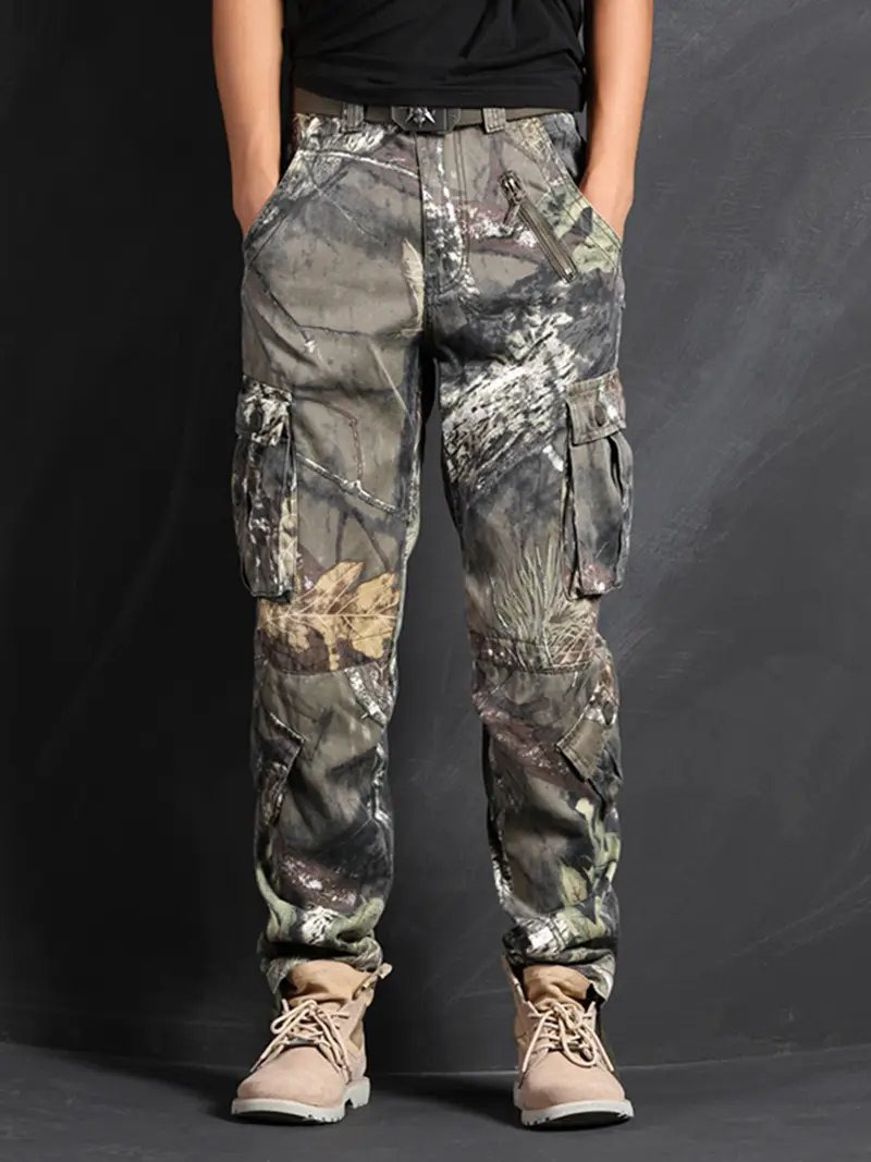 AKARMY Men's Camo Cargo Shorts Pants - Mid-Rise Elastic Waist with Drawstring, Multiple Pockets, All-Season Durable Fabric for Outdoor Hiking, Camping & Casual Wear (No Belt Included), Hiking Apparel