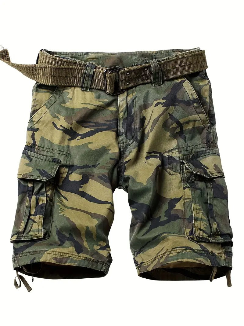 Men's Camouflage Cargo Shorts with Adjustable Drawstring Waist - Relaxed Fit Casual Outdoor Shorts, Multiple Pockets, Machine Washable, Breathable Summer Shorts for Men, Everyday Comfort Wear Also in camouflage grey and camouflage army green.