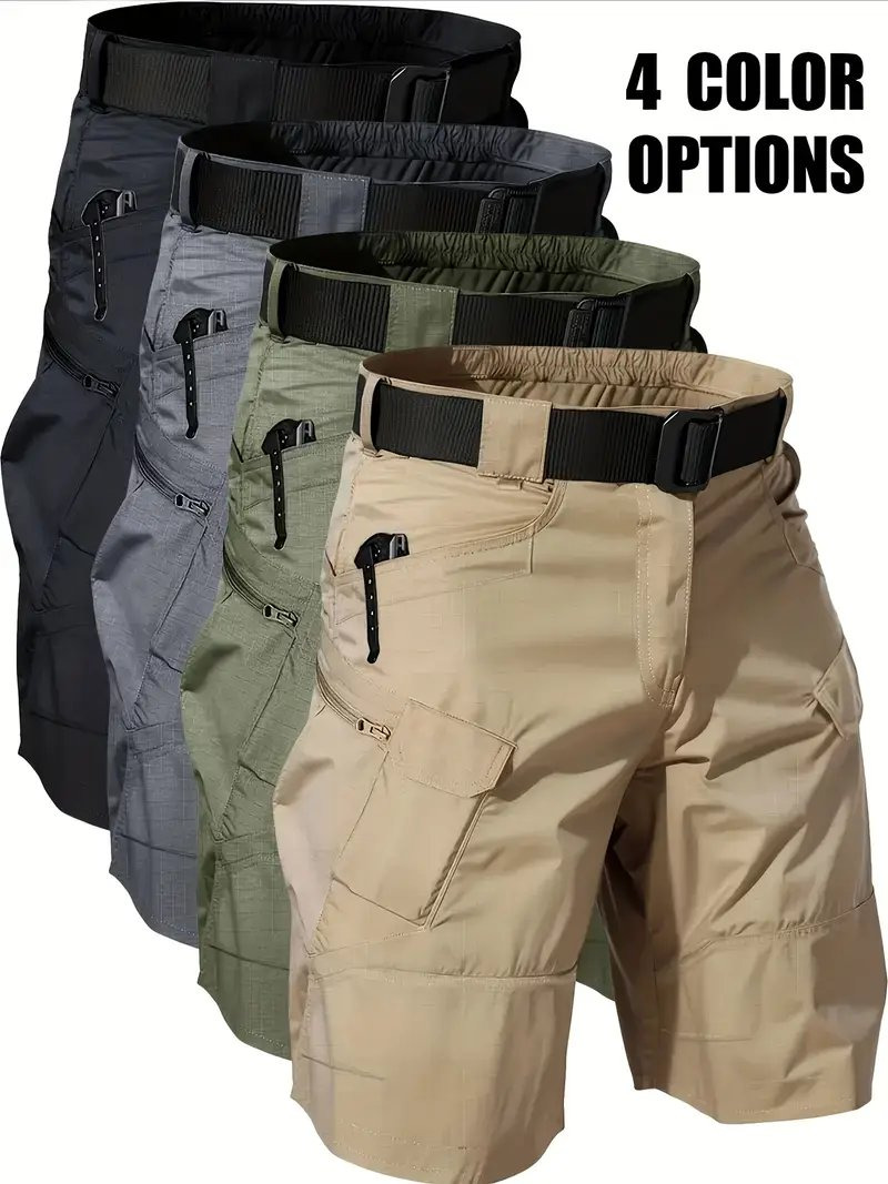 Men's Lightweight Cotton Beach Casual Shorts - Loose Workwear Shorts with Adjustable Zipper Waistband, Side Pockets, Breathable for Summer, Summer, And Outdoor Activities Available in various colors.