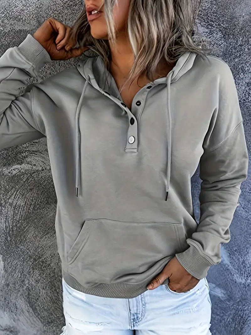 Women's Soft Hoodie Sweatshirt - Oversized Pullover Hoodie with Front Kangaroo Pocket, Long Sleeve Non-Stretchy Casual Winter Sweater for Women